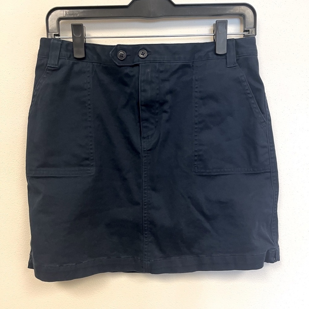 Lands End Mini Skort Blue Button Zipper Cotton Blend Solid with Pockets Girls 16